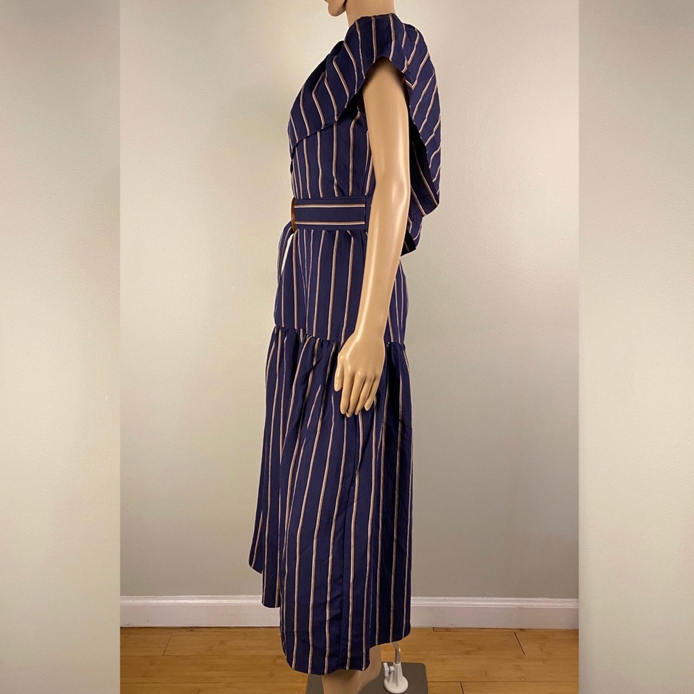 NEW TOPSHOP STRIPED ONE SHOULDER MIDI DRESS - Picture 5 of 9